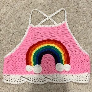 Rainbow Crotchet Knit Festival Crop Top